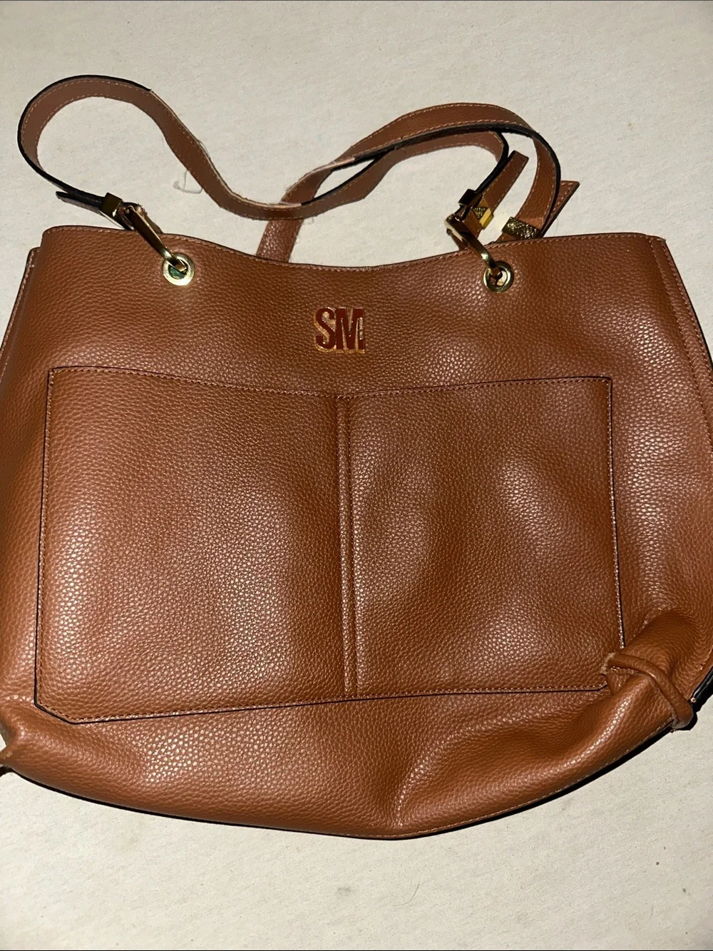Womens Monogram Brown Leather Tote Bag